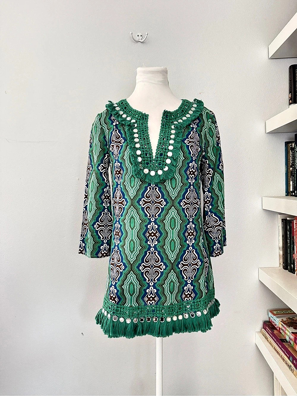 Tory Burch Printed Fringe Tunic size 4